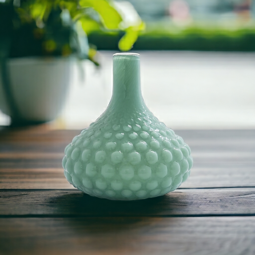 Green Bubble Textured Glass Vase